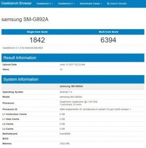 Samsung Galaxy S8 Active on Geekbench