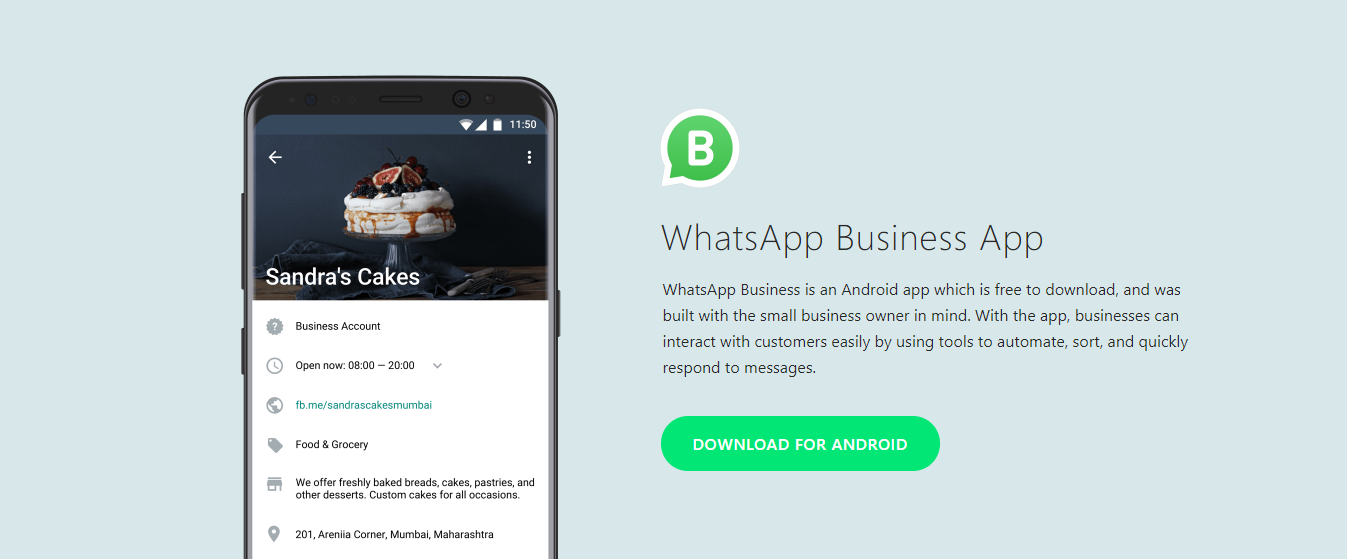 WhatsApp Business header