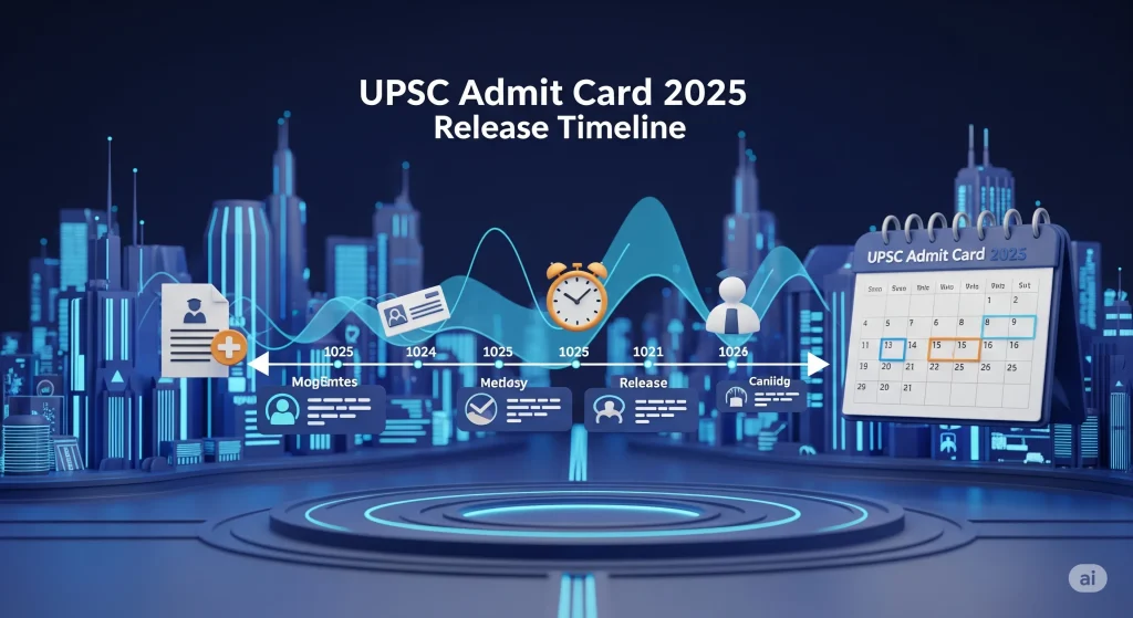 UPSC Admit Card 2025 release schedule showing expected dates for Prelims, Mains, and Interview stages