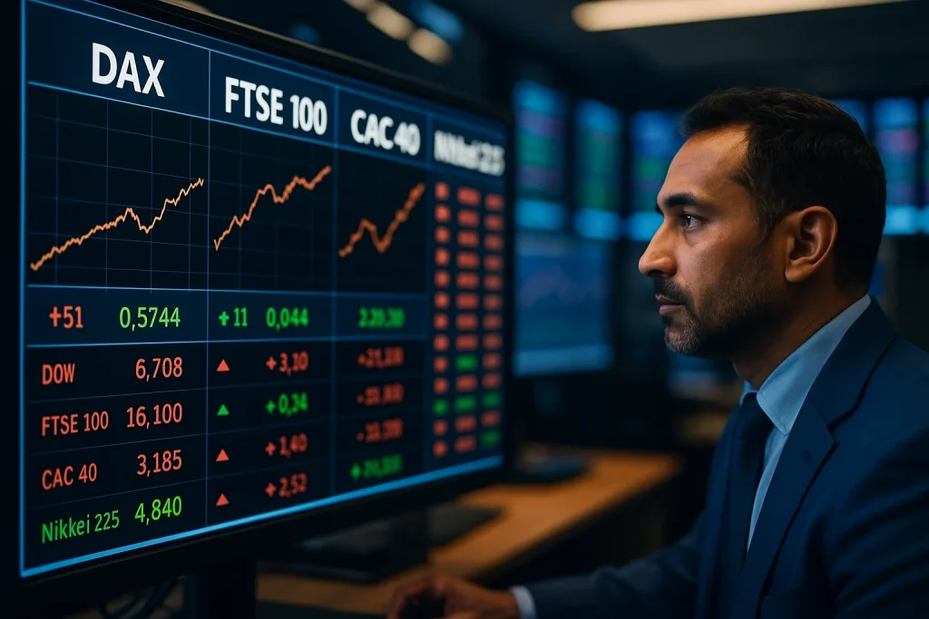 Global stock market indices influenced by US market futures