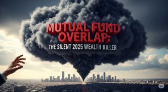 Illustration of mutual fund overlap silently reducing investor wealth in 2025, with falling returns and repeated stock holdings