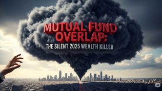 Illustration of mutual fund overlap silently reducing investor wealth in 2025, with falling returns and repeated stock holdings