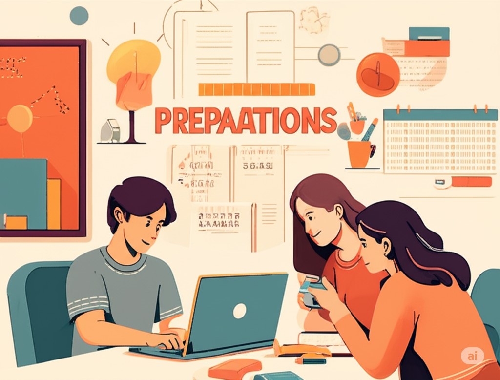 Student preparing for competitive exams with books, notes, and a study plan setup on a desk