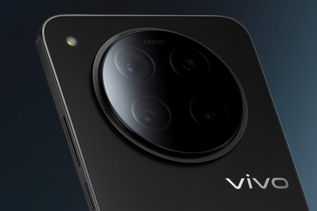 Back view of the Vivo X300 Pro with a circular camera module in a space-themed background