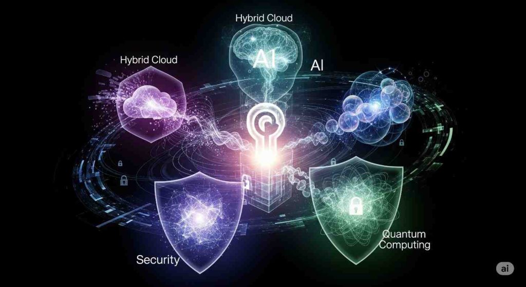 Key pillars of IBM Technology in 2025 including AI, cloud, blockchain, and quantum computing