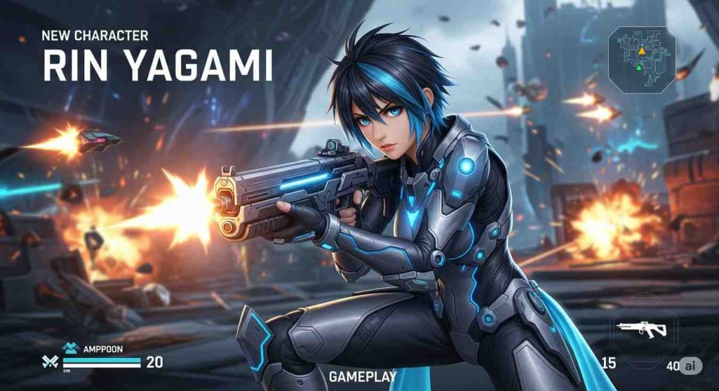 Free Fire New Character 2025 Gameplay featuring Rin Yagami with Kunai skill in action.