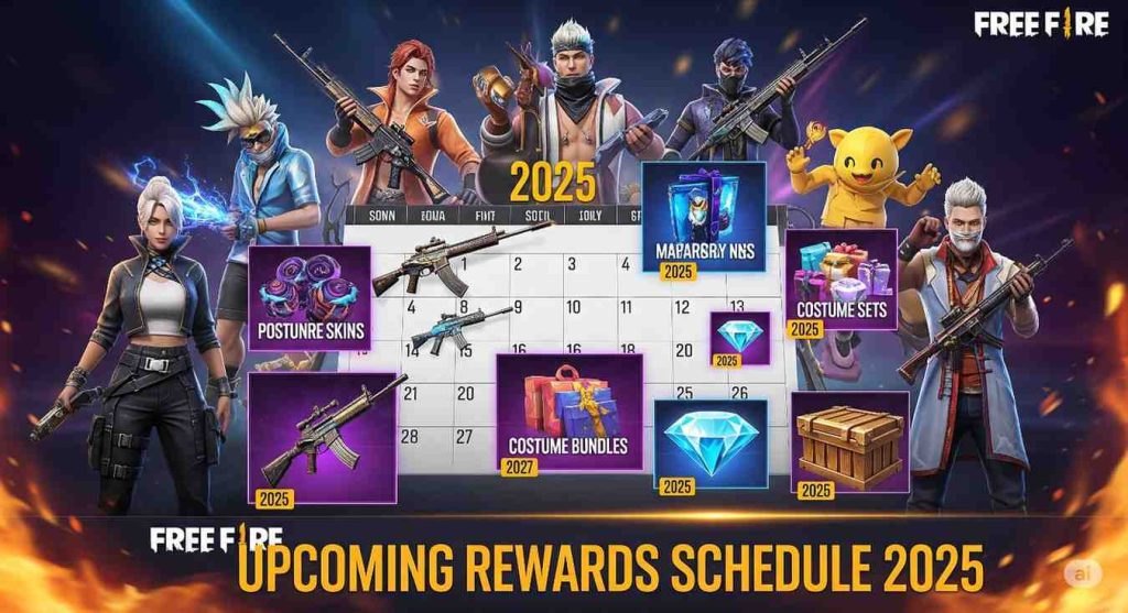 Overview of the Everything You Need to Know About UFree Fire Upcoming Rewards schedule for 2025, highlighting major events and free rewards coming after August.