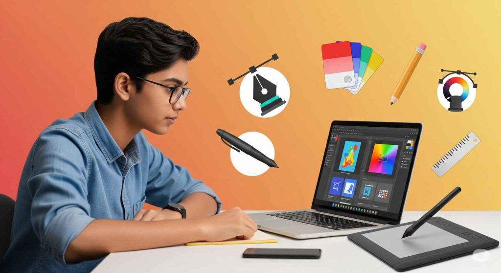 Graphic design training as part of top Online Skill Courses in India for creative careers.