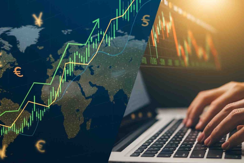 A trader analyzing charts and applying strategies for success in 2025 forex trading on a laptop