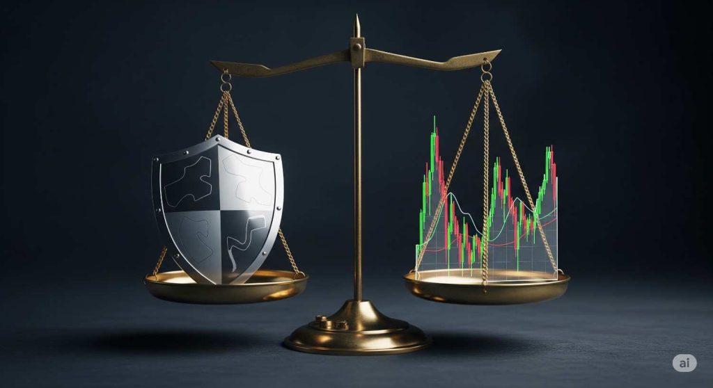 Risk management strategies in share trading for 2025 with stop loss and diversification.