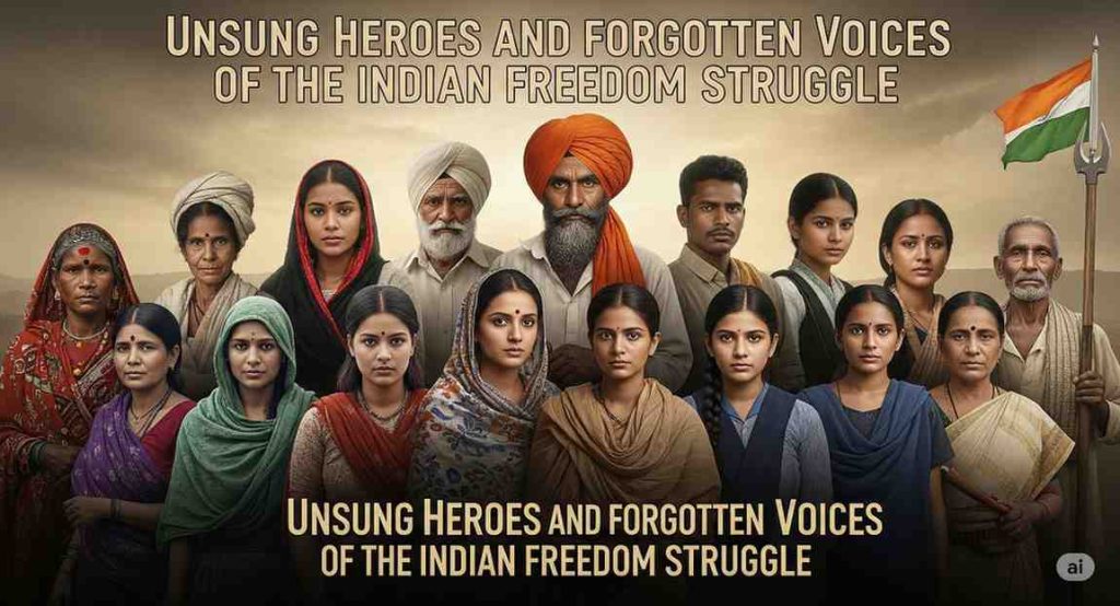 Lesser-known freedom fighters and common people who silently contributed to the Indian freedom struggle through sacrifice and resistance