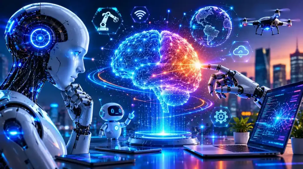 Future Technology Trends with AI, machine learning, and futuristic technology concepts