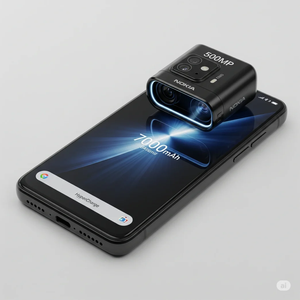 Nokia smartphone with 500MP camera, 7000mAh battery, and HyperCharge technology under ₹12,000