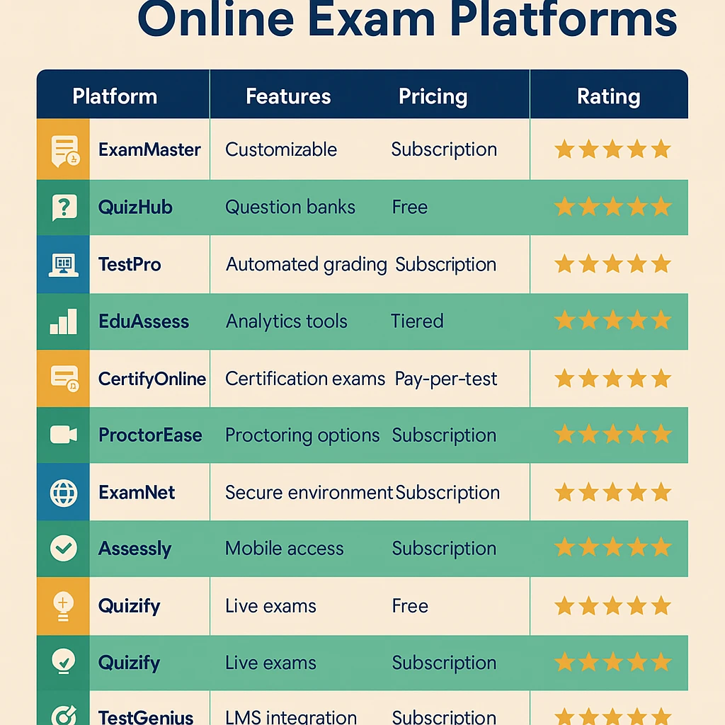 online exam practice list