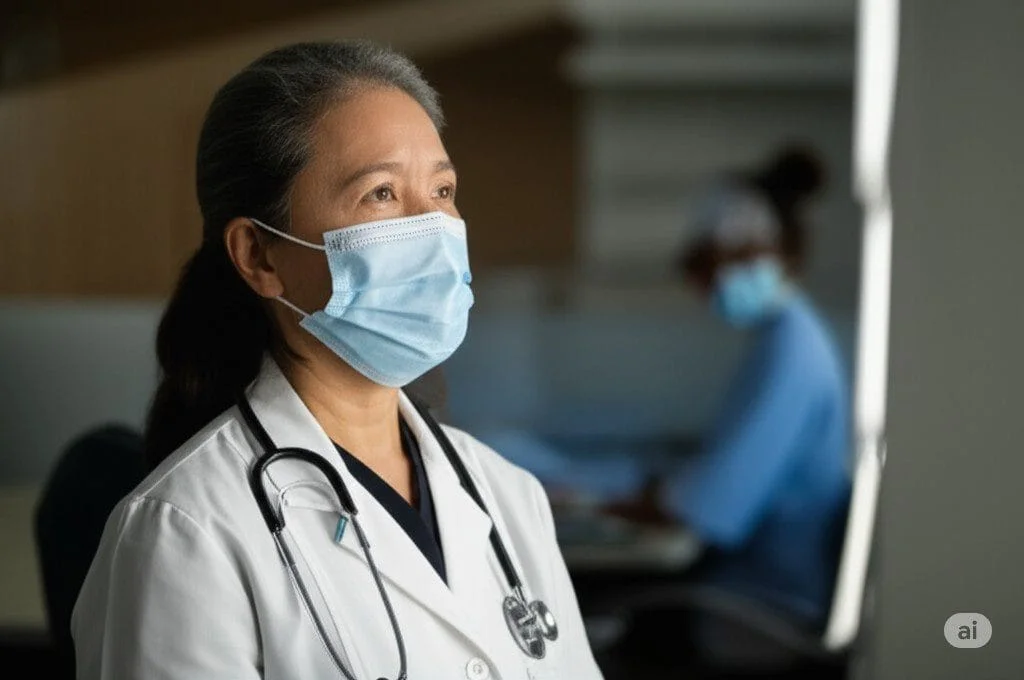 An archival photo of an early female doctor in a formal setting, symbolizing the pioneering spirit of women in medicine and their historical resilience.