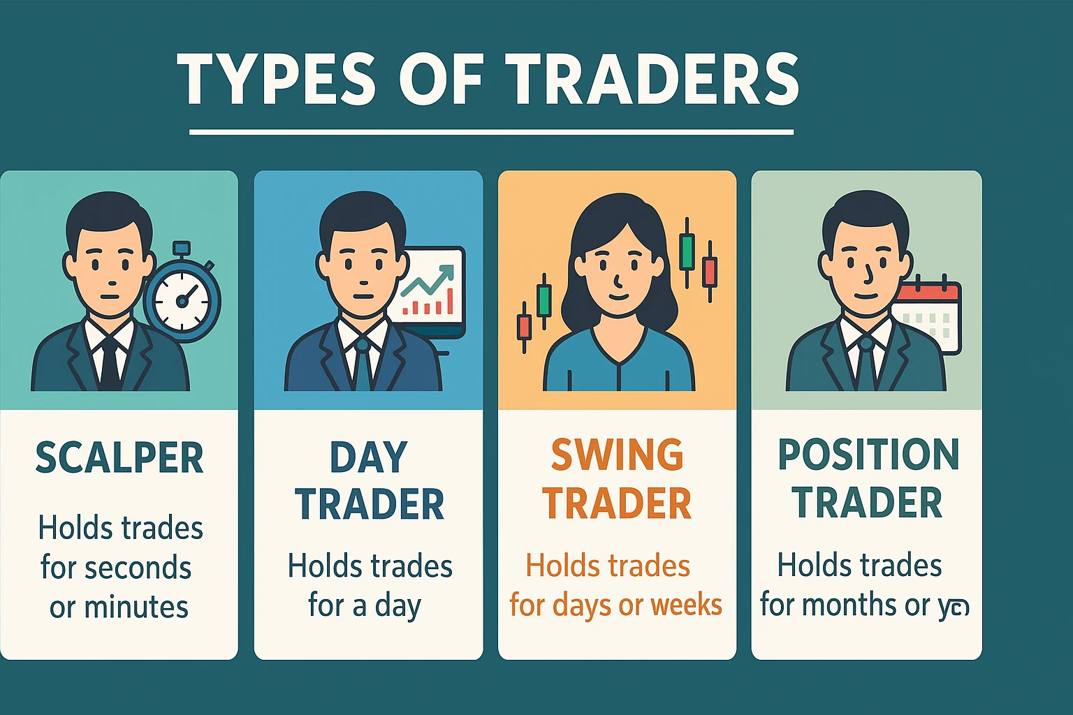 Comparison infographic of types of traders