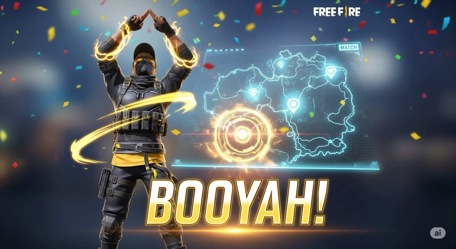 Character using Booyah emote on victory screen